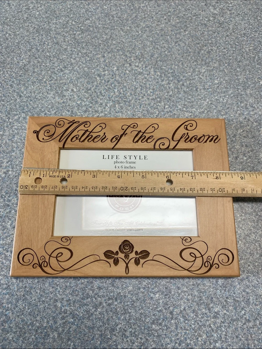 'Mother of the Groom' Wood Frame 4x6 by KATE POSH scroll work